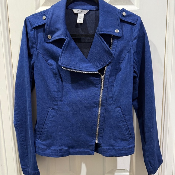 White House Black Market Jackets & Blazers - White House Black Market royal blue Moto jacket—Size 4